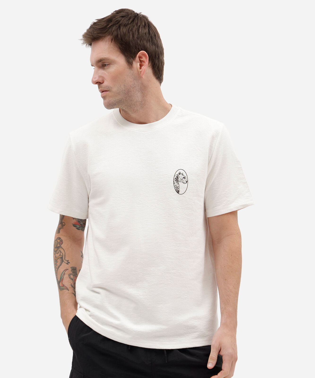 camiseta masculina de algodão manga curta estampada off white
