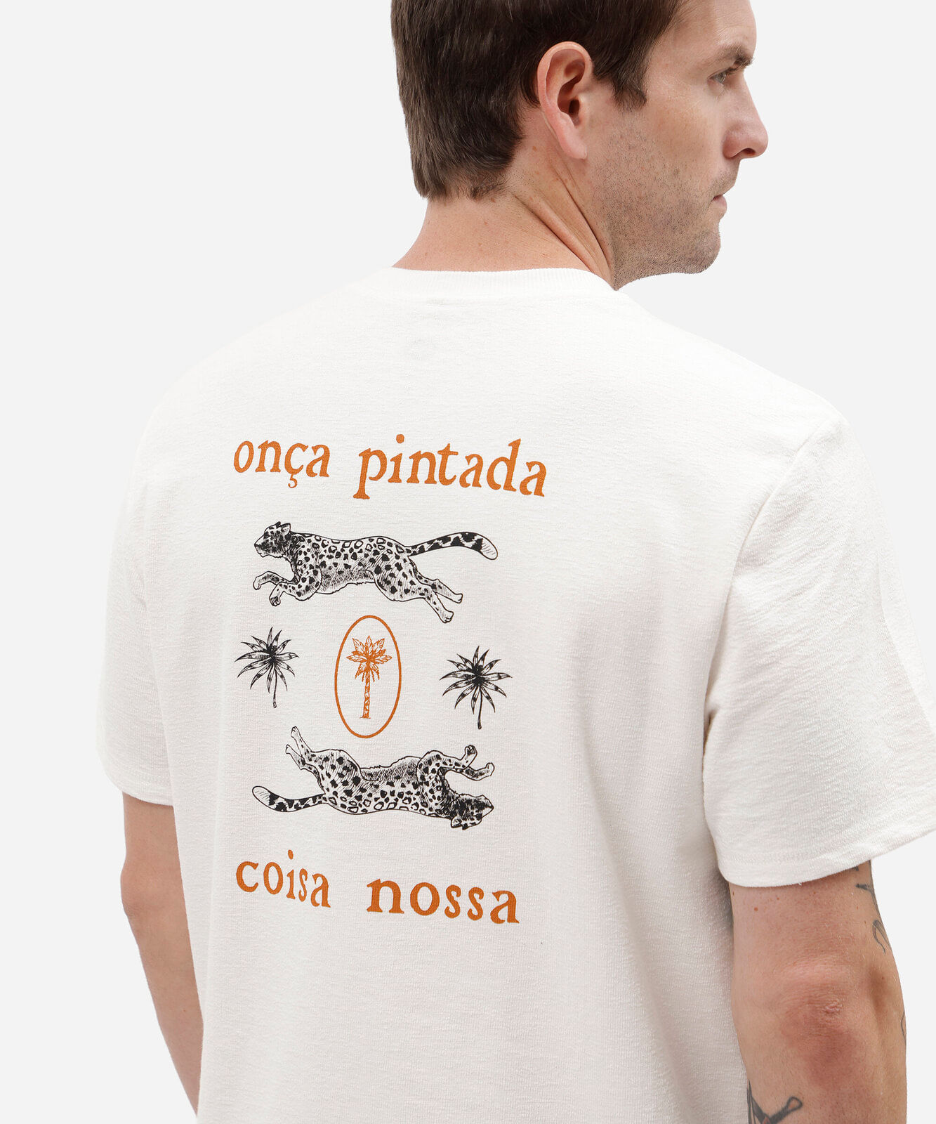 camiseta masculina de algodão manga curta estampada off white