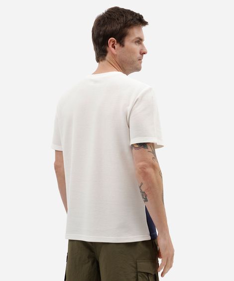 camiseta masculina com algodão e recortes manga curta texturizada off white