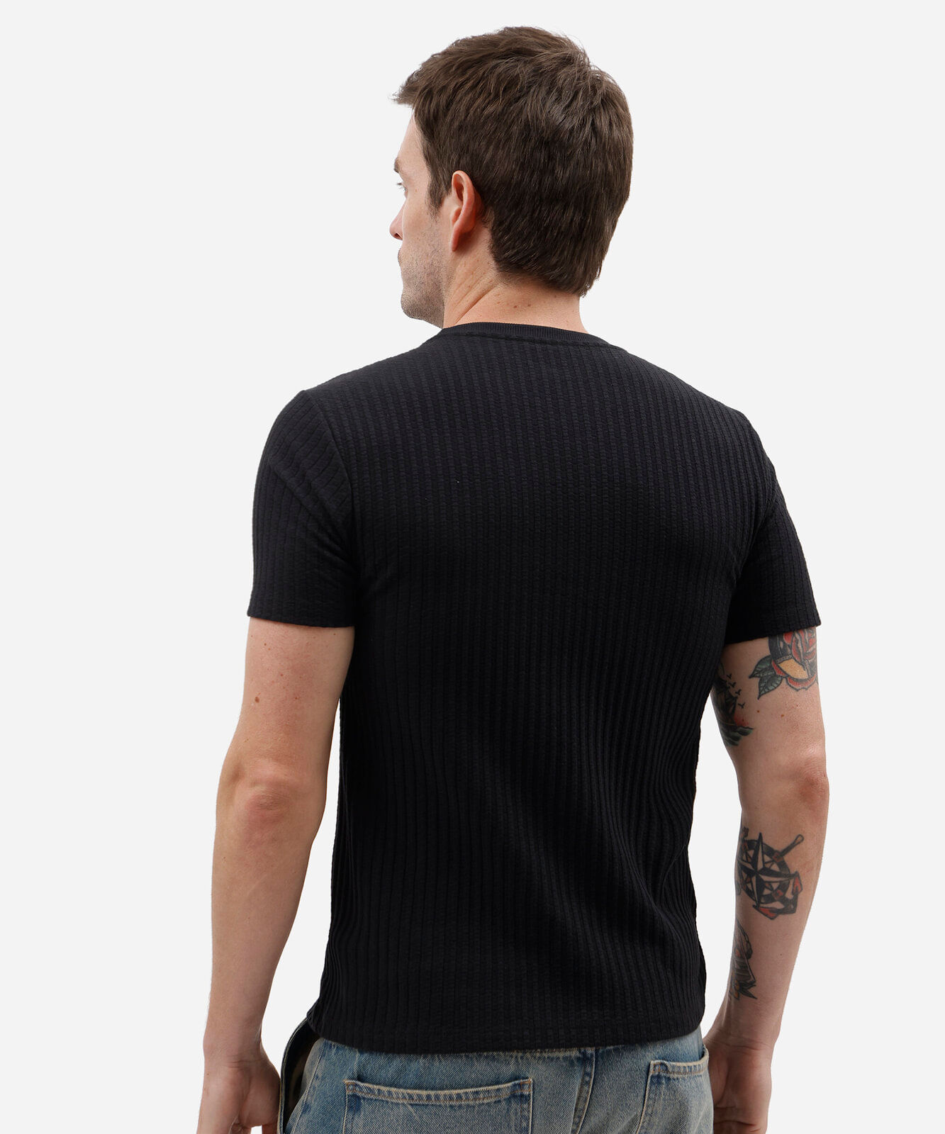camiseta masculina malha de algodão preta