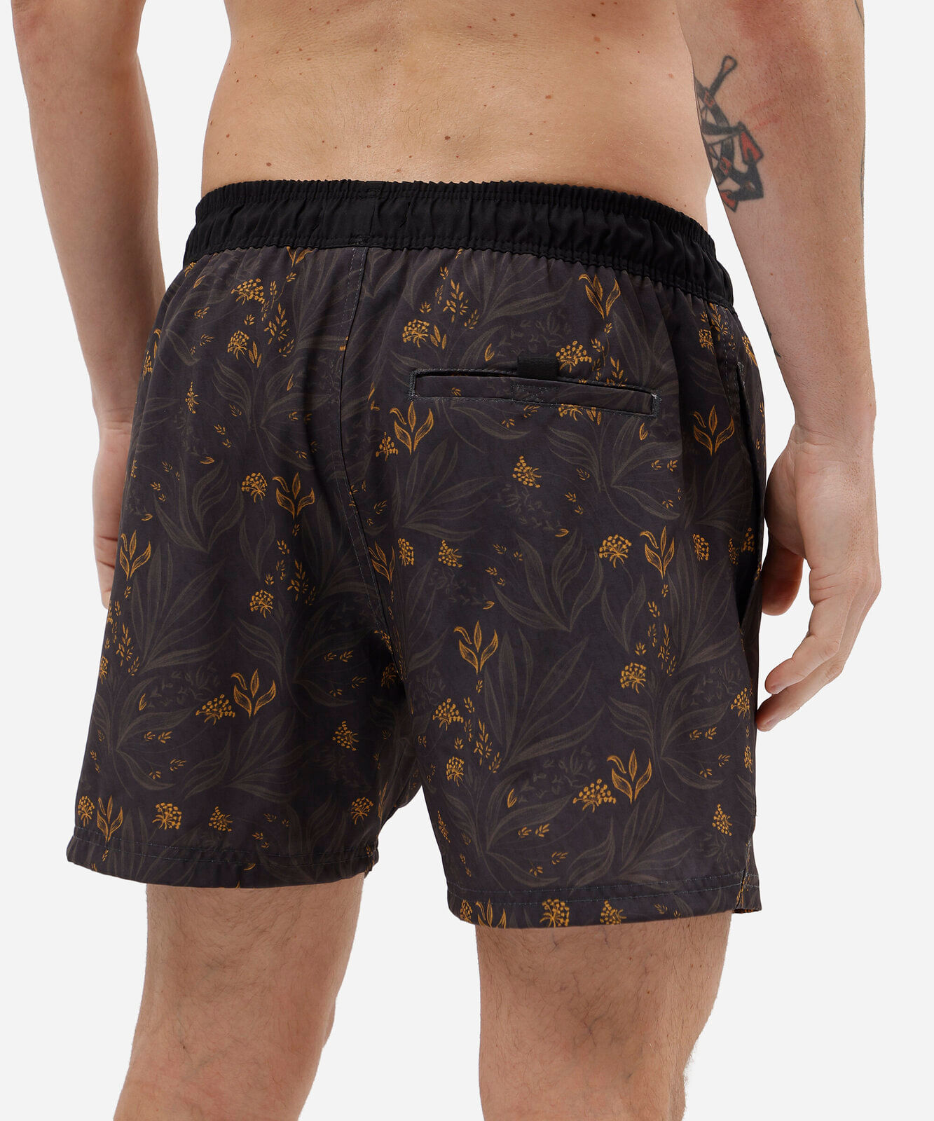 short masculino estampado cós elástico preto