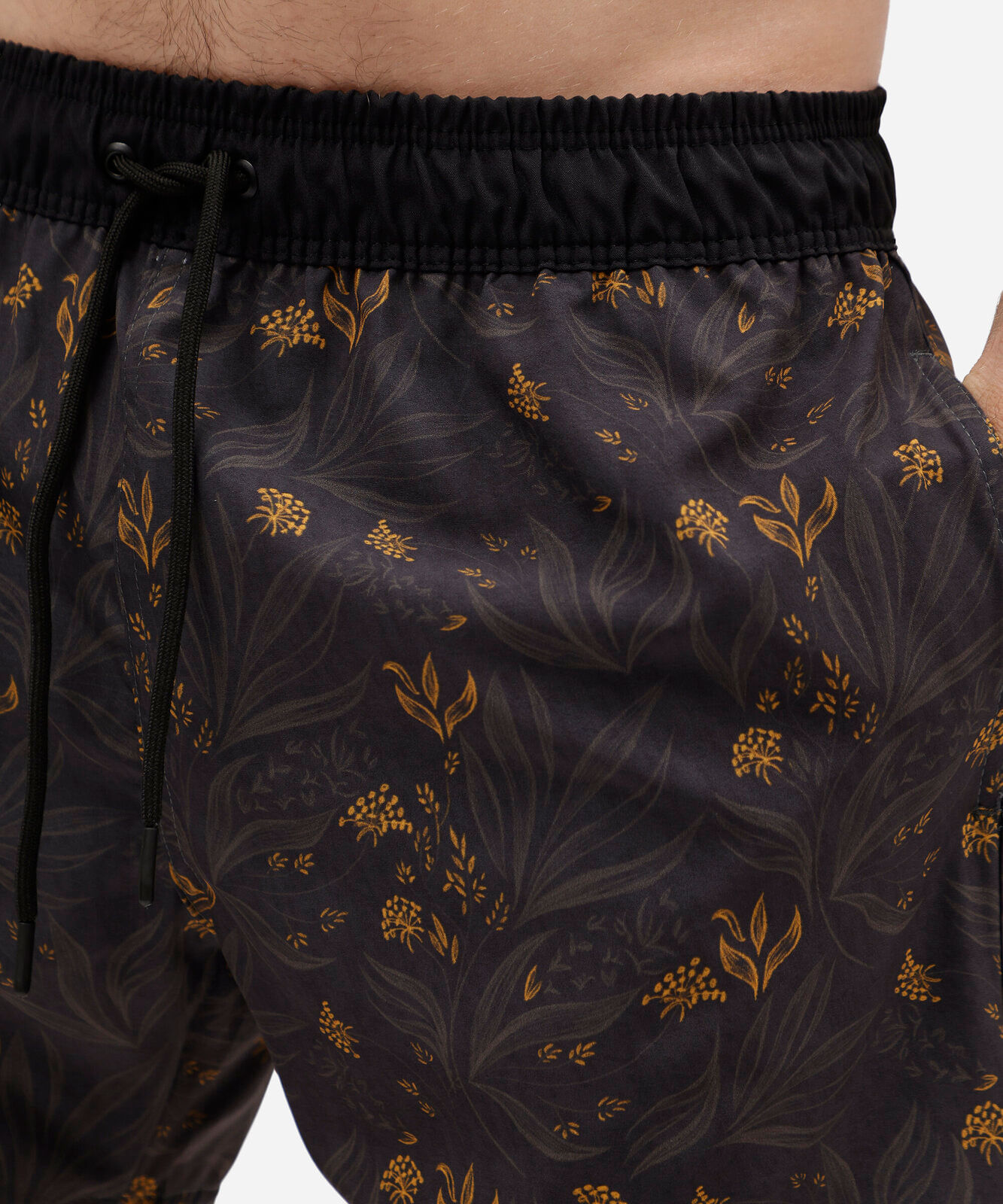 short masculino estampado cós elástico preto