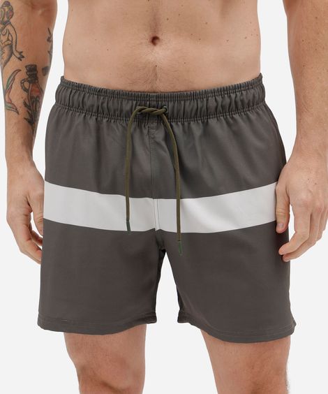 short masculino cós elástico com listra verde