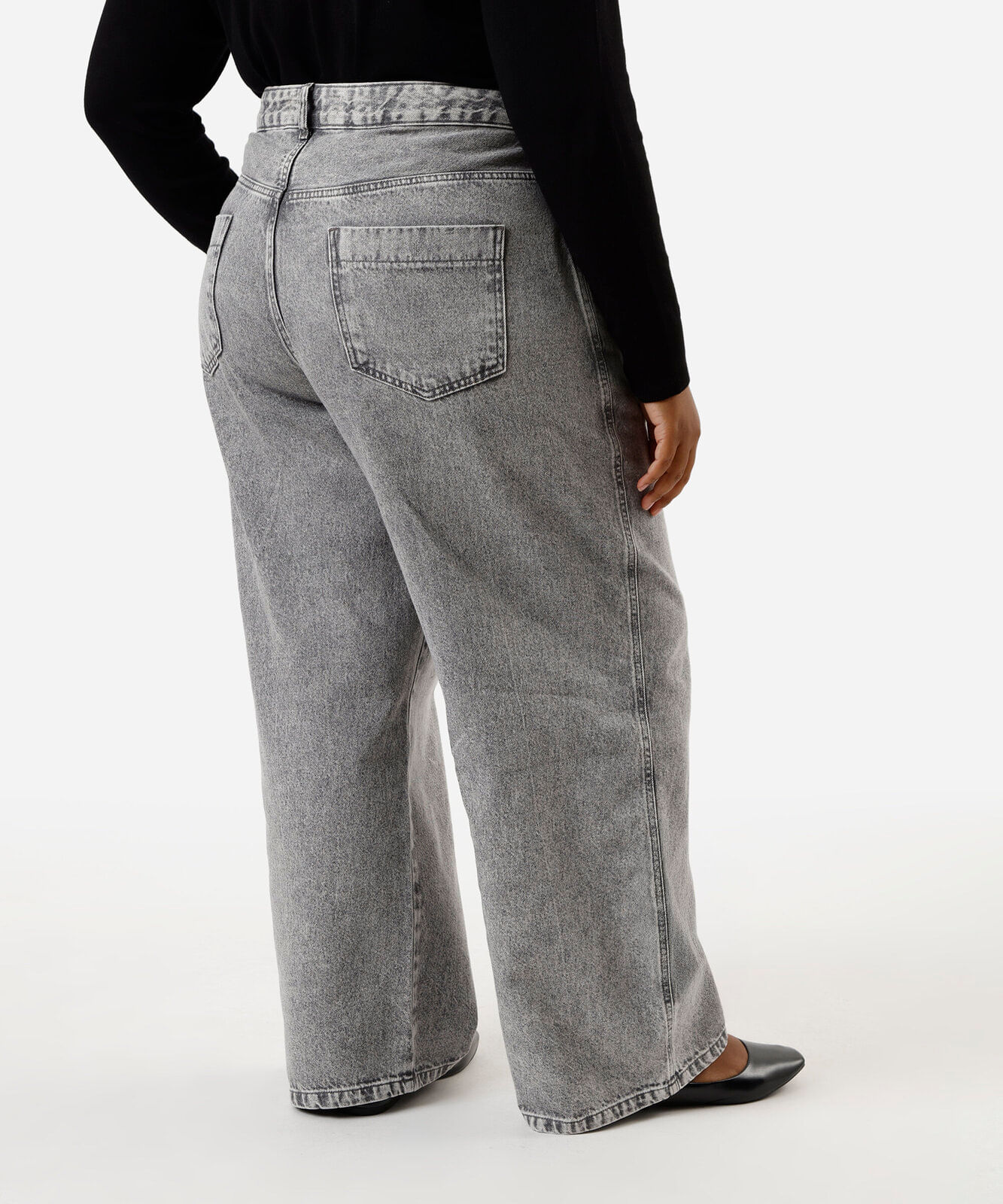 calça skater feminina jeans cintura média plus size cinza
