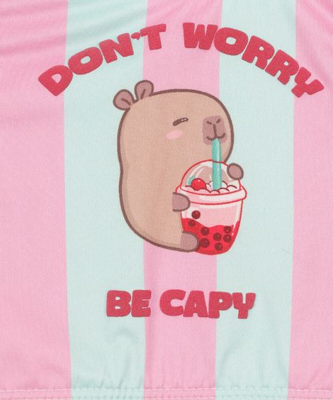 biquíni infantil capivara listrado com proteção uv colorido