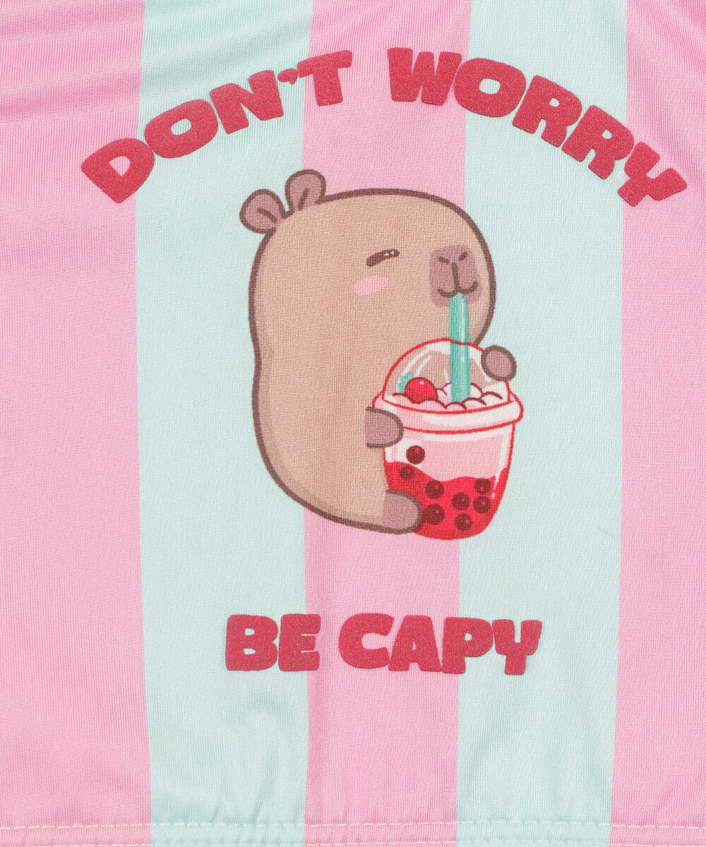 biquíni infantil capivara listrado com proteção uv colorido