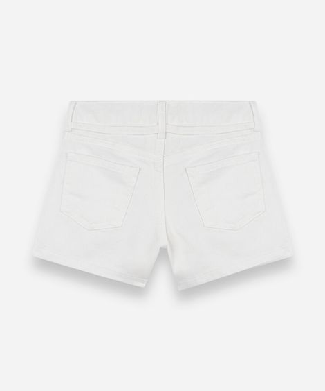 short infantil de sarja com cordão bordado corações off white
