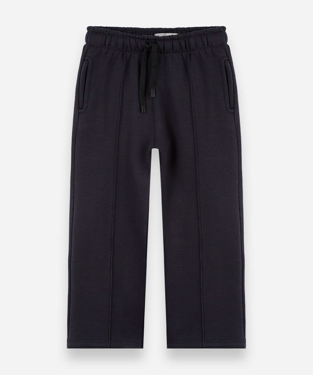 calça infantil de moletom cós elástico com nervura preta