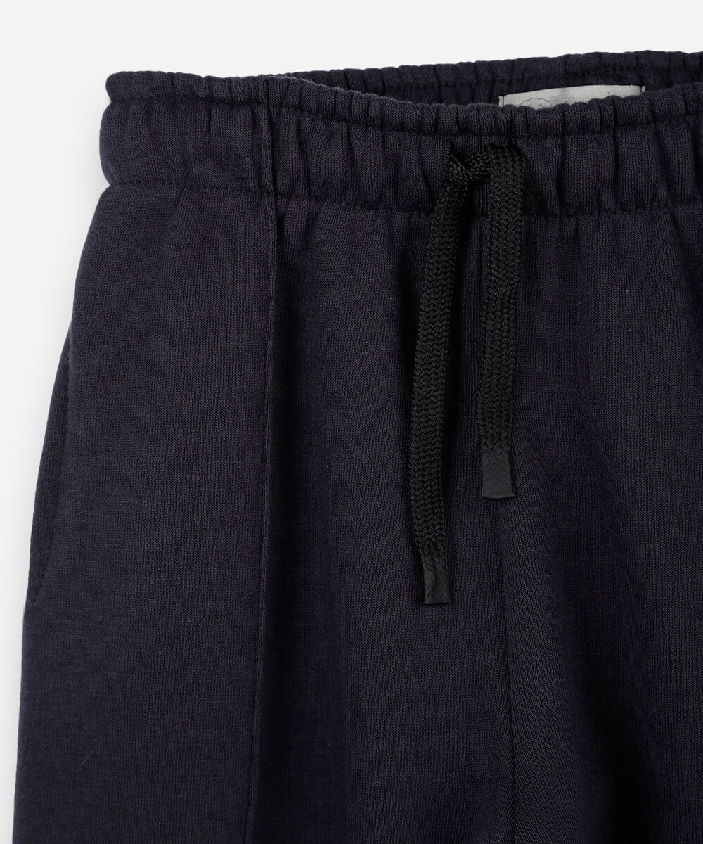 calça infantil de moletom cós elástico com nervura preta