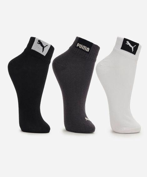 kit de 3 meias cano curto masculina puma colorido