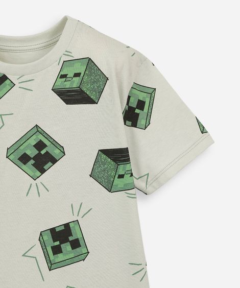 pijama curto infantil de algodão manga curta minecraft verde