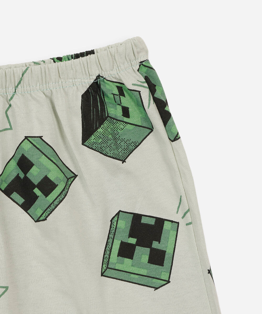 pijama curto infantil de algodão manga curta minecraft verde