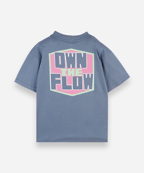 camiseta infantil de algodão manga curta estampada azul