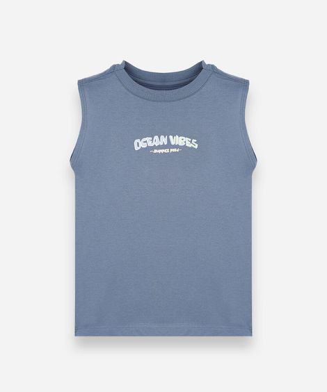 regata infantil de algodão estampada azul