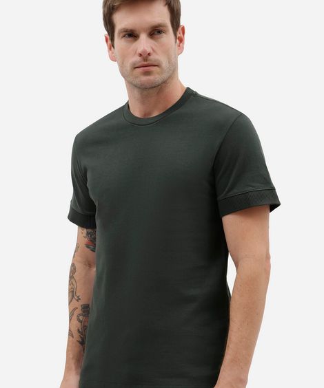 camiseta masculina de algodão punhos canelados verde