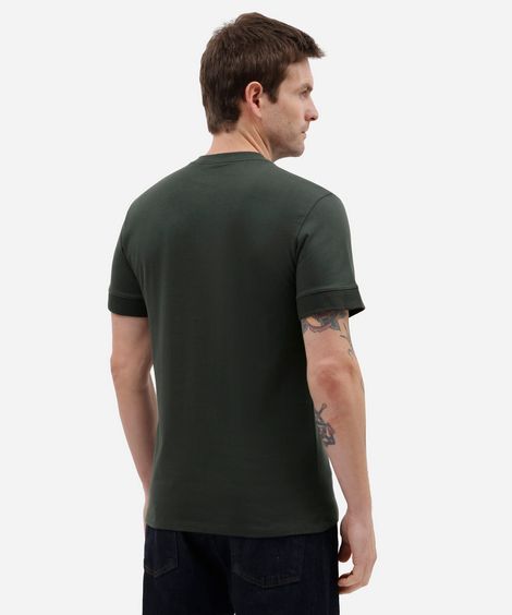 camiseta masculina de algodão punhos canelados verde