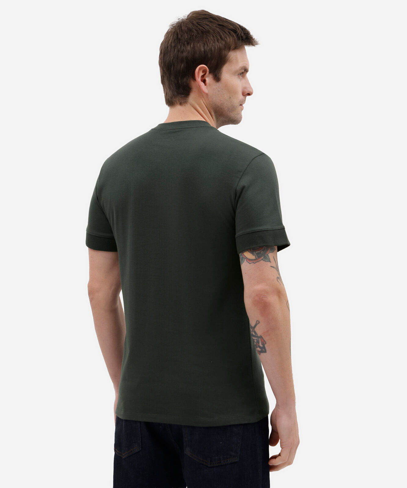 camiseta masculina de algodão punhos canelados verde