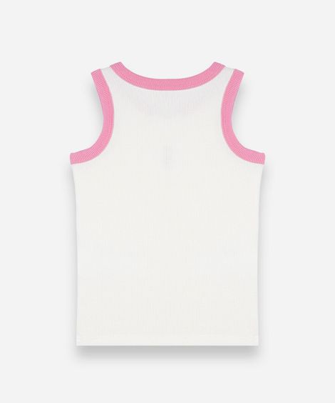 regata infantil de algodão com bordado canelada off white