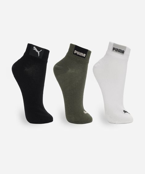 kit de 3 meias cano curto masculina puma colorido