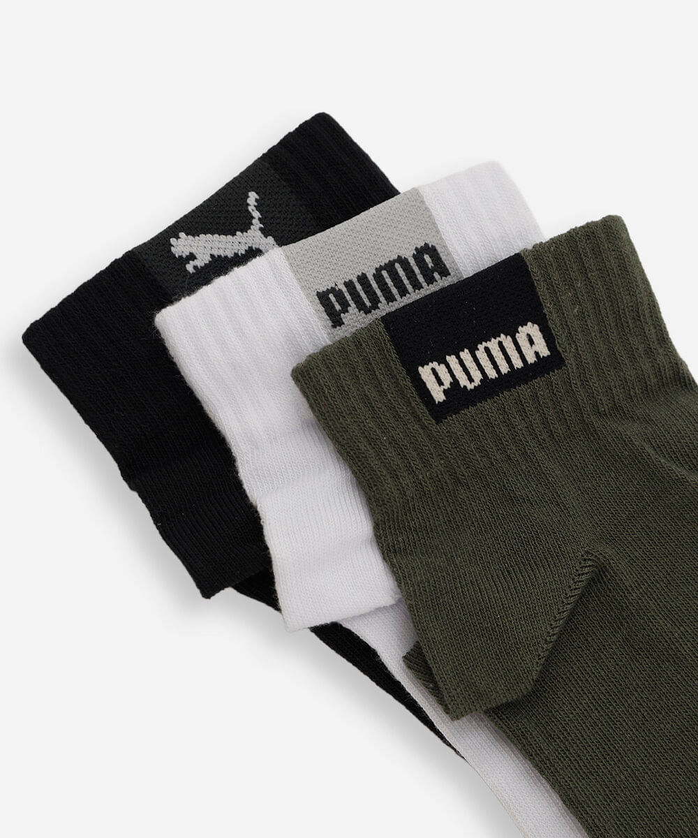 kit de 3 meias cano curto masculina puma colorido