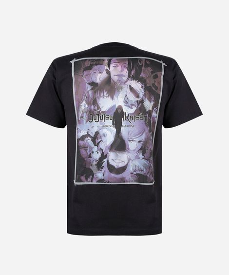 camiseta juvenil de algodão jujutsu kaisen preta