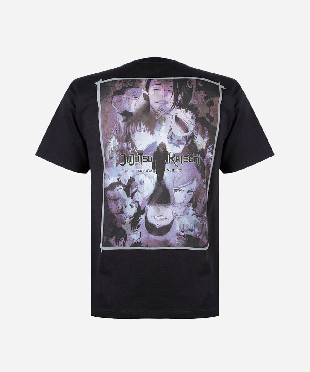 camiseta juvenil de algodão jujutsu kaisen preta