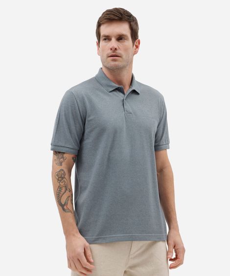 polo masculina básica manga curta cinza