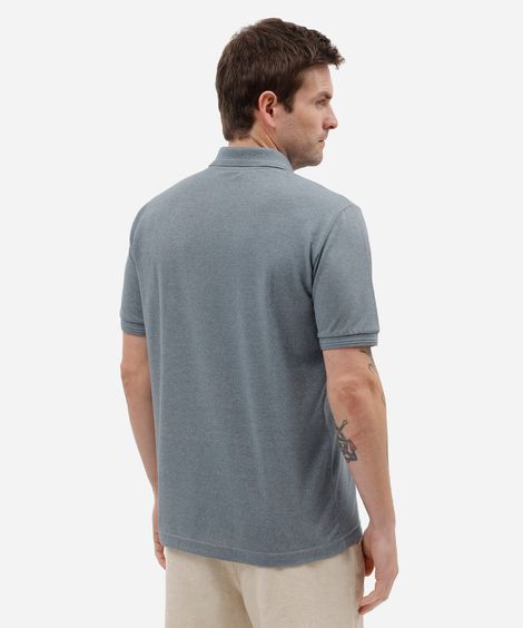 polo masculina básica manga curta cinza