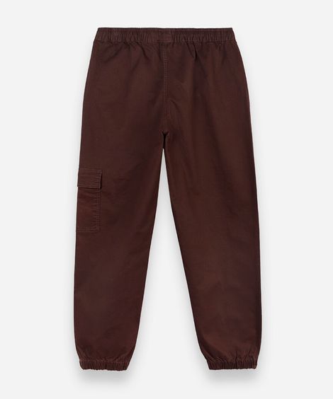 calça jogger cargo juvenil de sarja cós elástico marrom