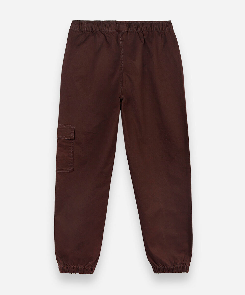 calça jogger cargo juvenil de sarja cós elástico marrom