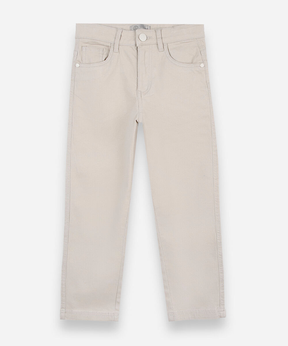 calça skinny infantil de sarja bege