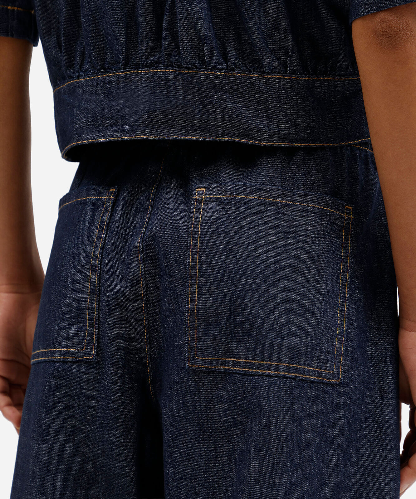 calça estilo pijama feminina jeans cós elástico azul
