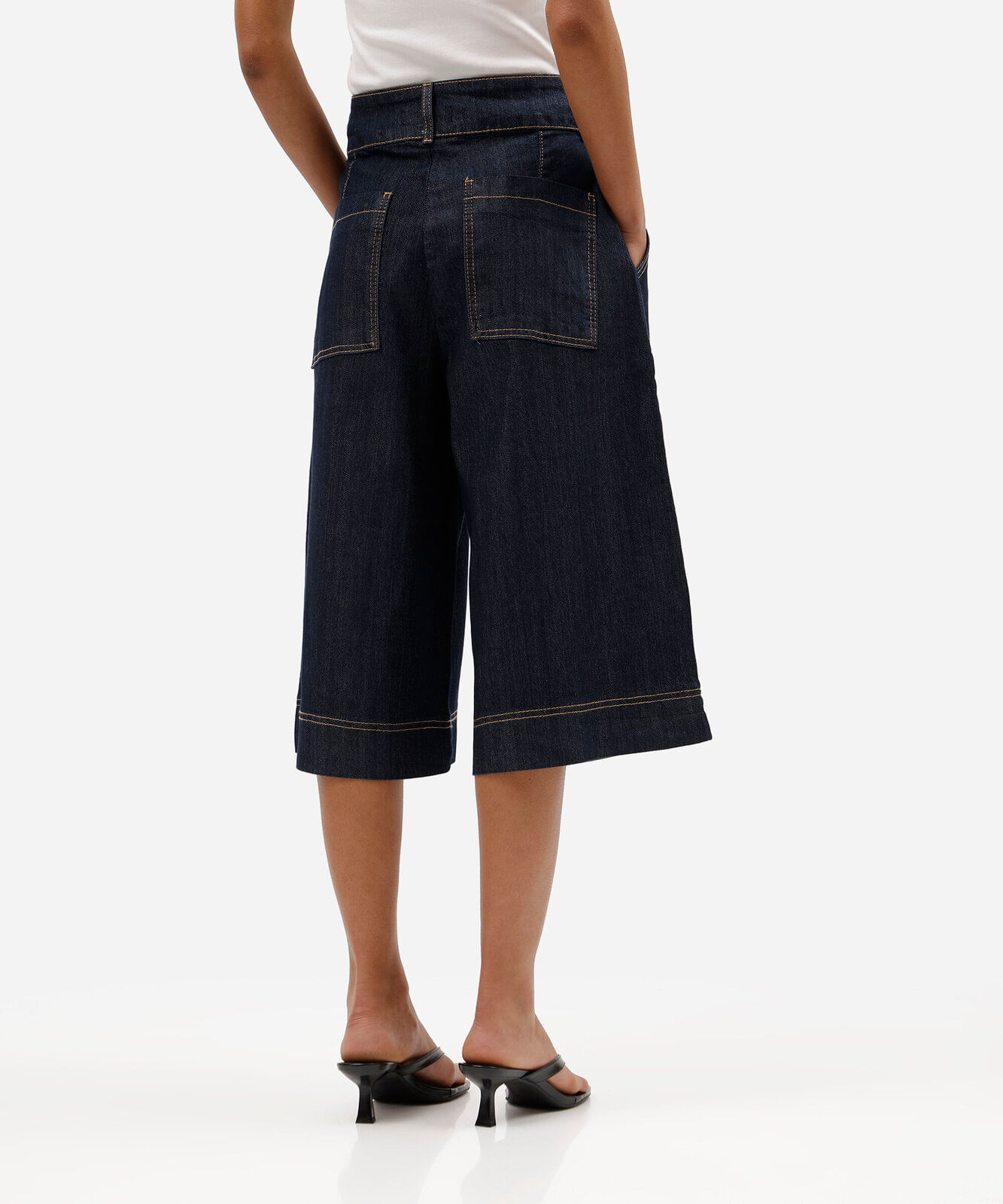 bermuda maxi jorts feminina jeans cintura alta azul