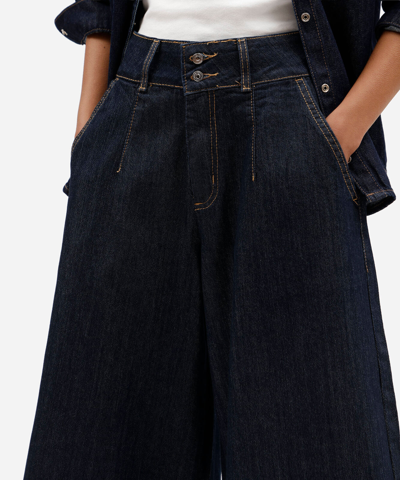 bermuda maxi jorts feminina jeans cintura alta azul