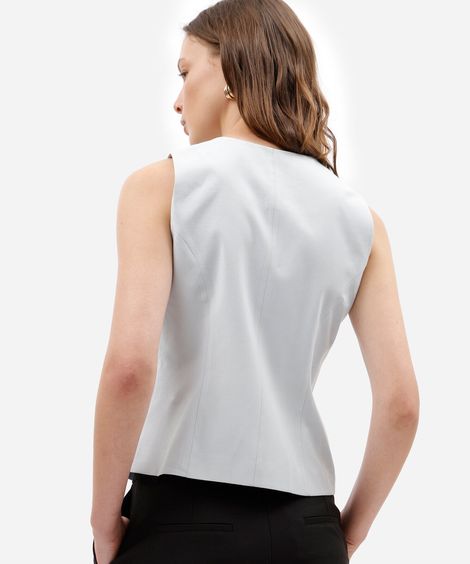 colete de alfaiataria feminino com viscose decote v azul