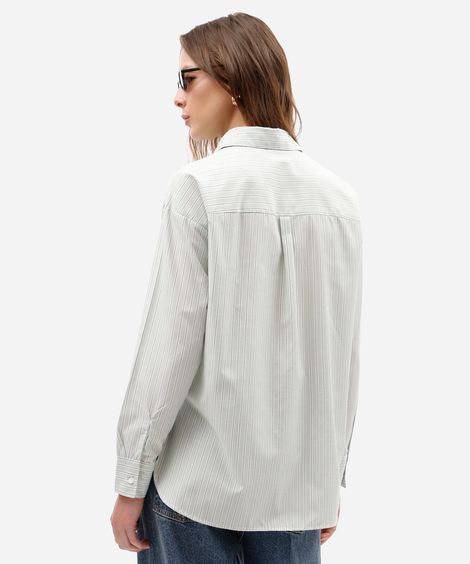 camisa oversized feminina listrada verde