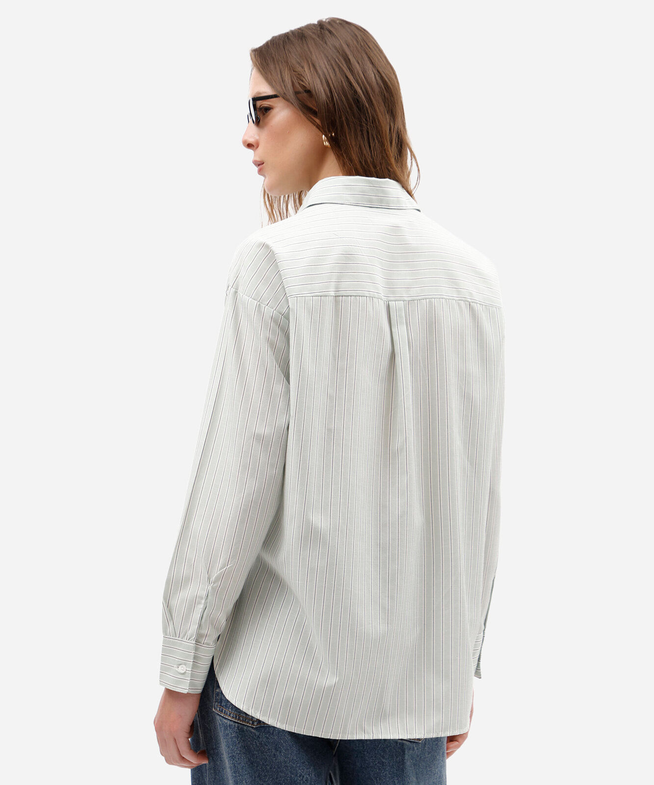 camisa oversized feminina listrada verde