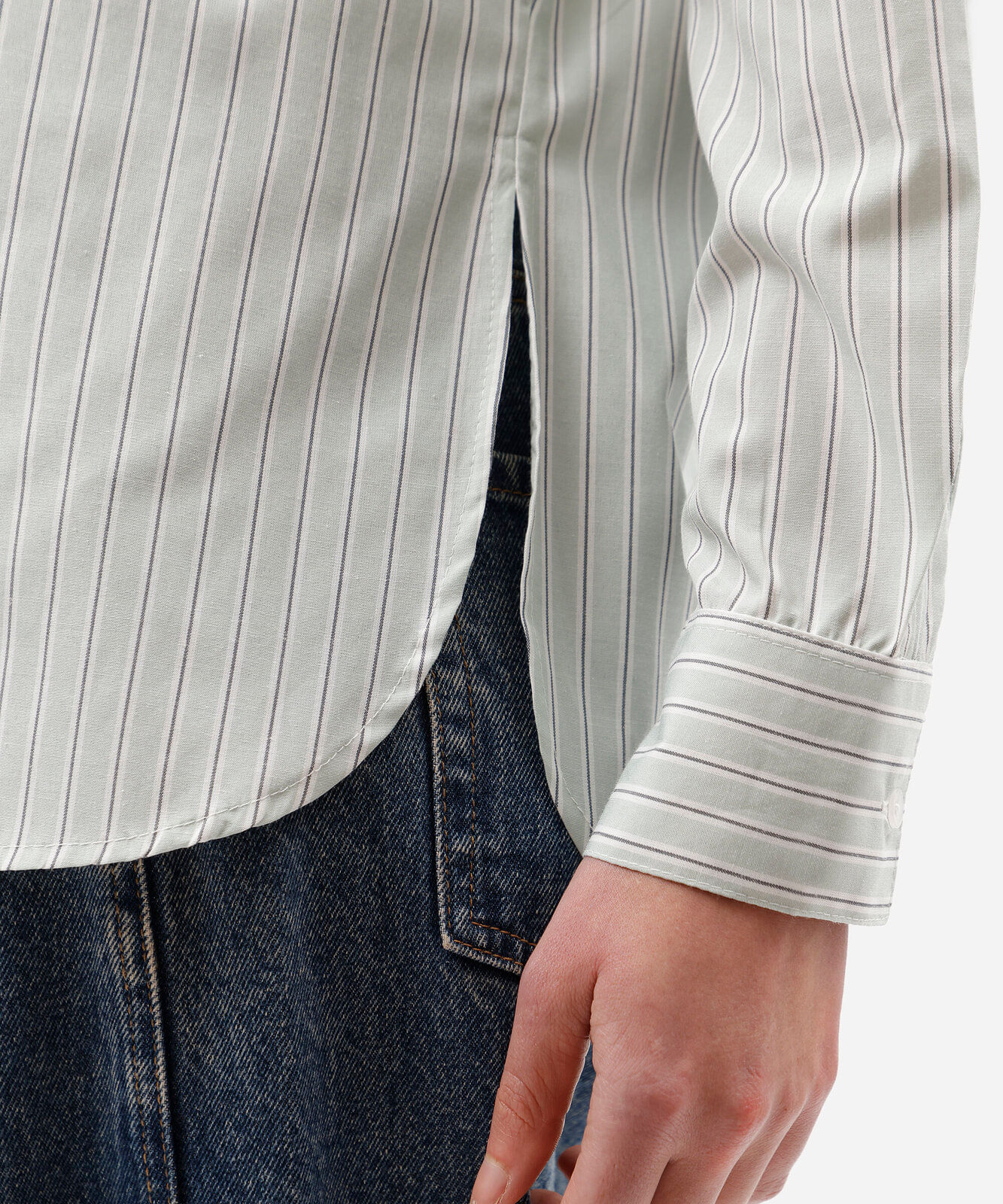 camisa oversized feminina listrada verde