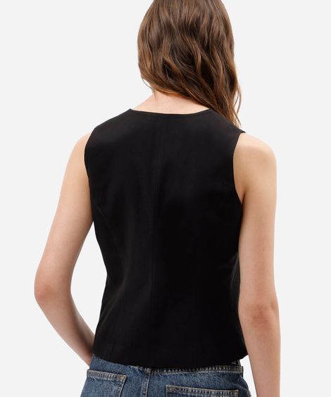 colete de alfaiataria feminino com viscose decote v preto