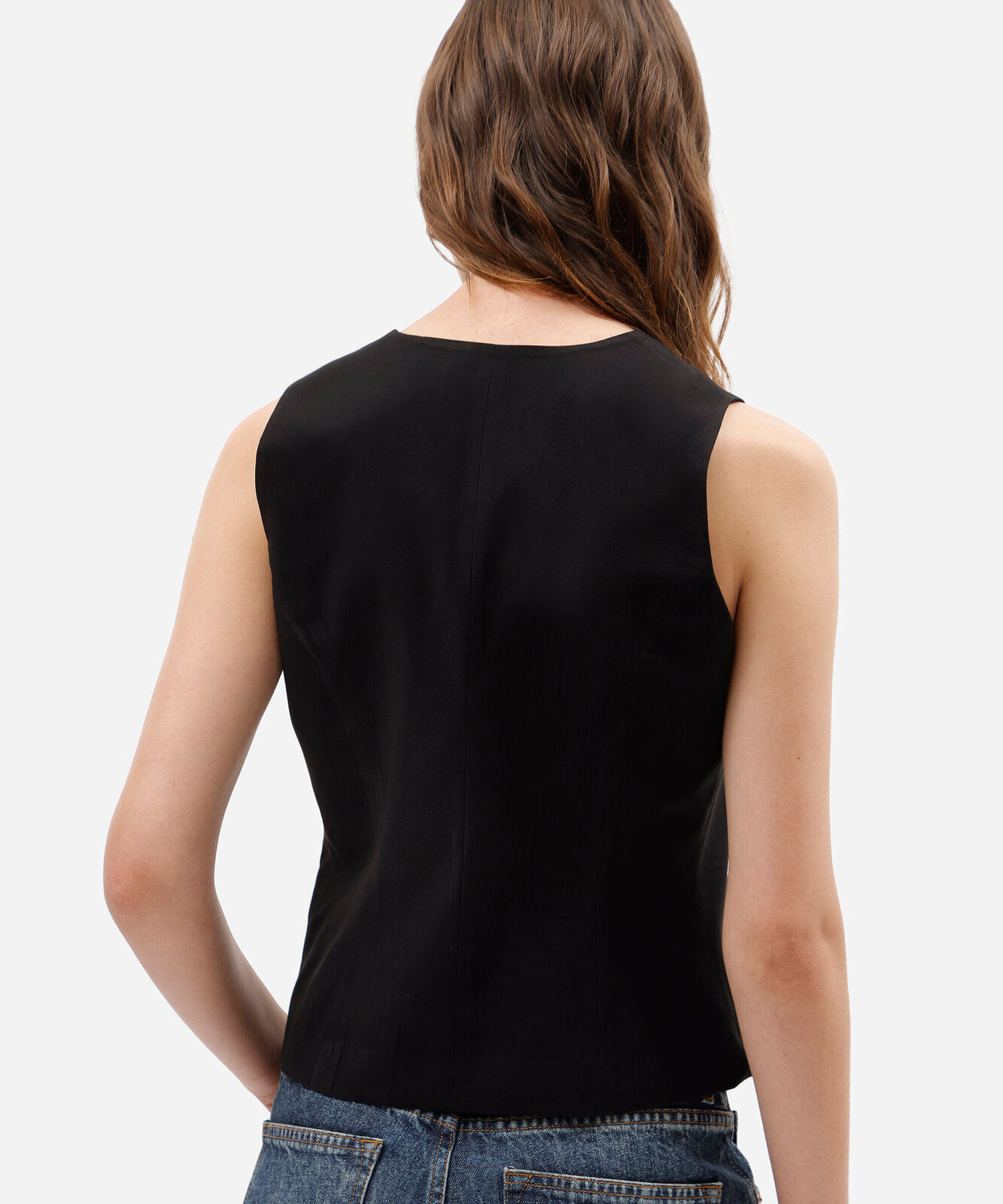 colete de alfaiataria feminino com viscose decote v preto