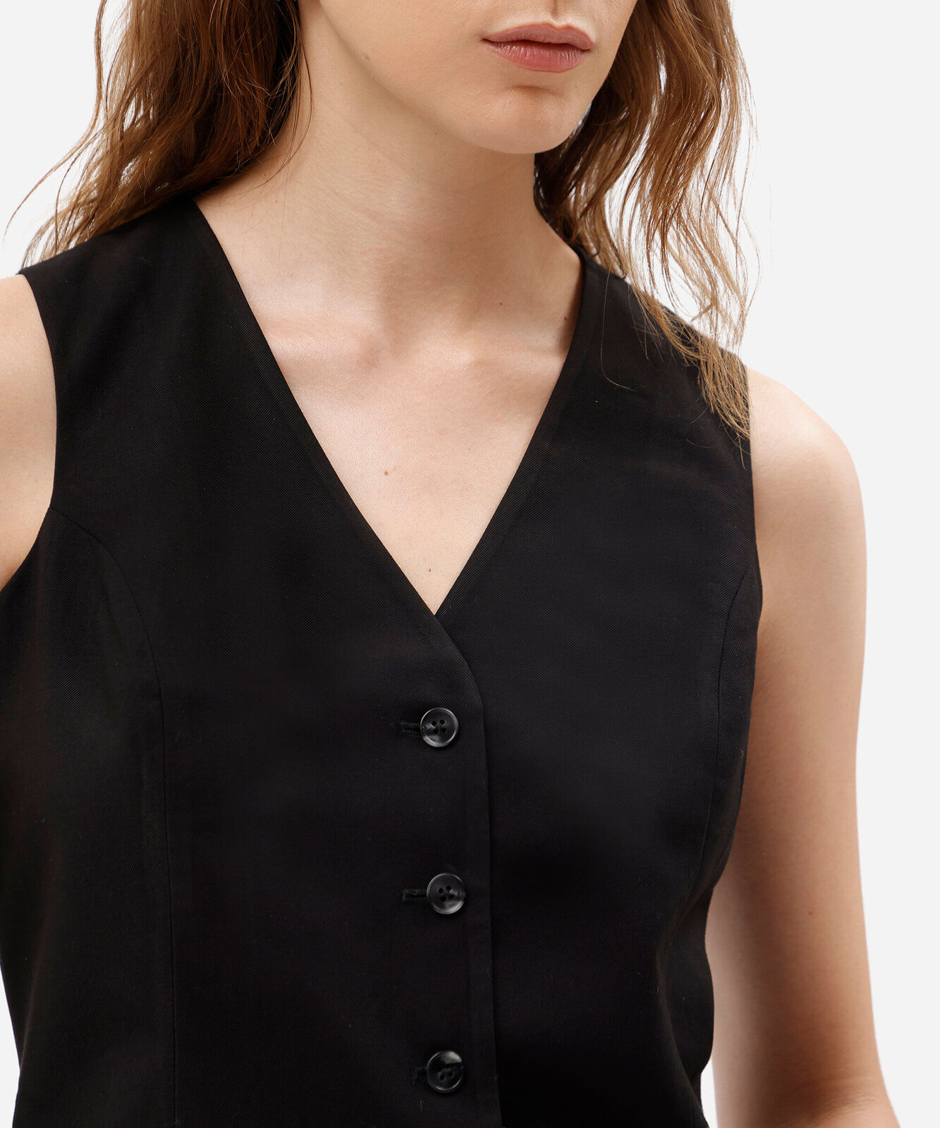 colete de alfaiataria feminino com viscose decote v preto