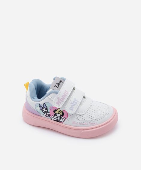 tênis infantil com velcro minnie mouse branco