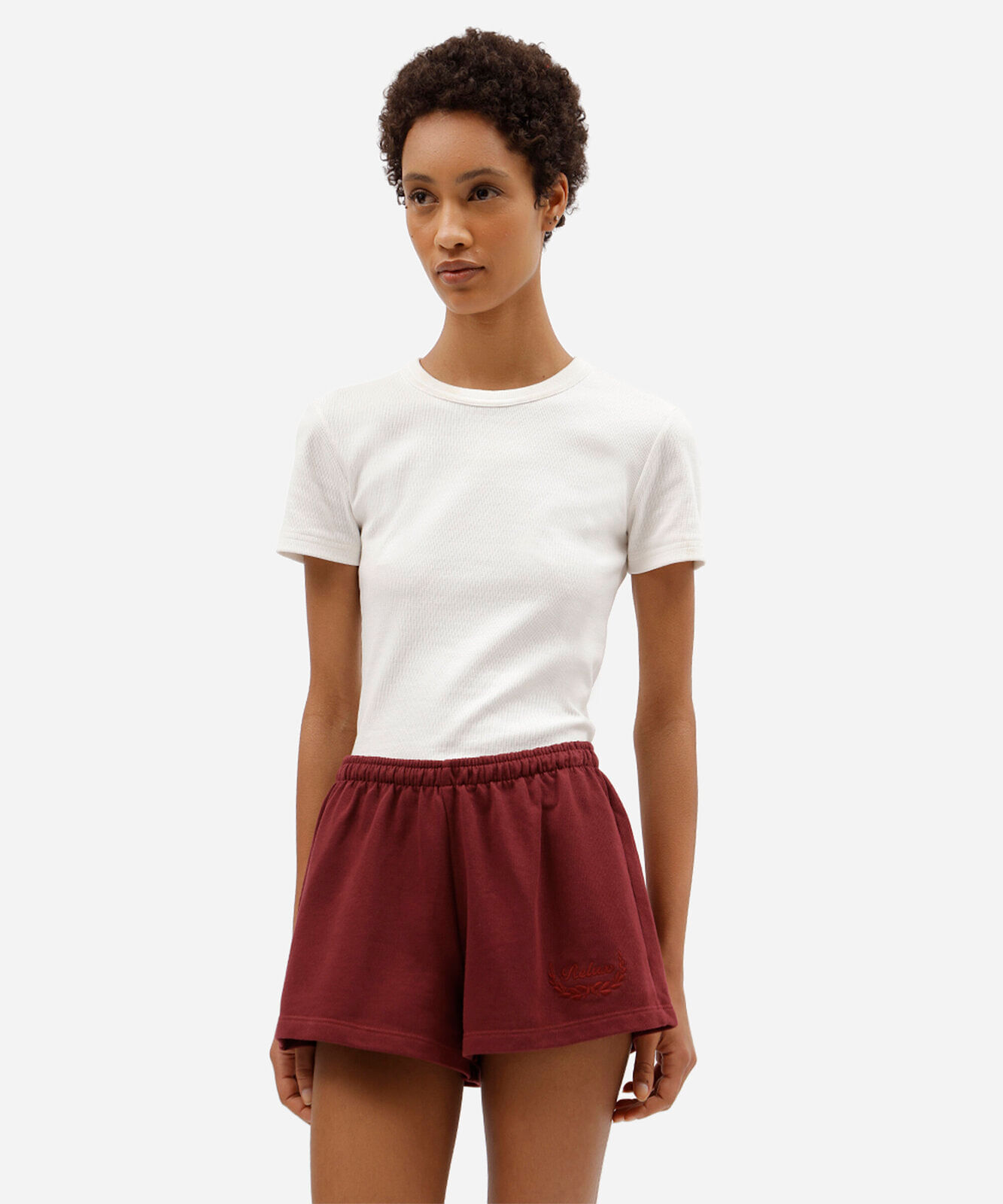 short de pijama avulso feminino cós elástico vinho
