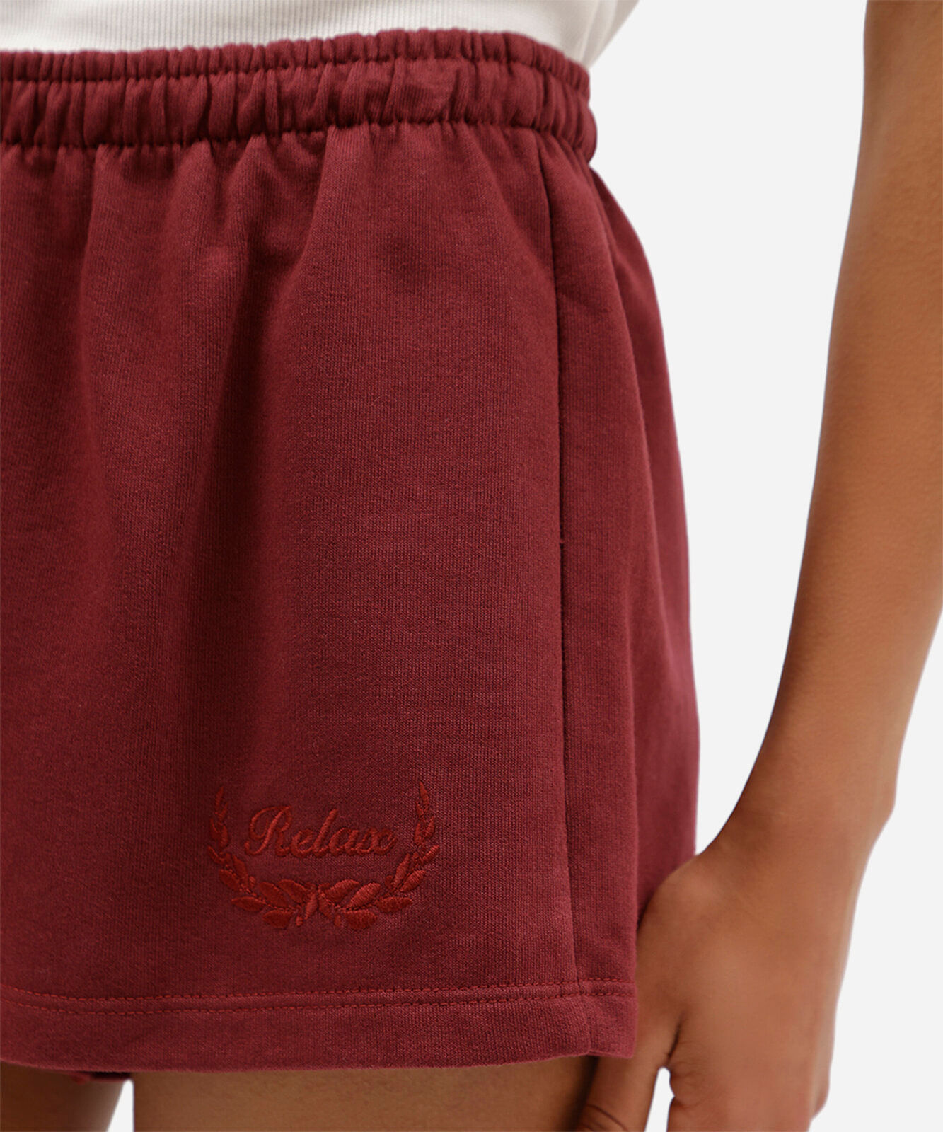 short de pijama avulso feminino cós elástico vinho