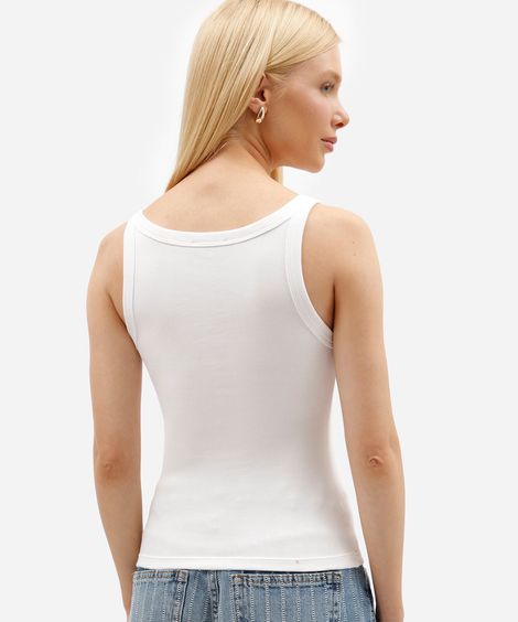regata feminina de algodão canelada off white