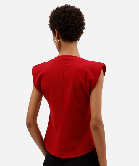 blusa peplum feminina com ombreiras vermelha
