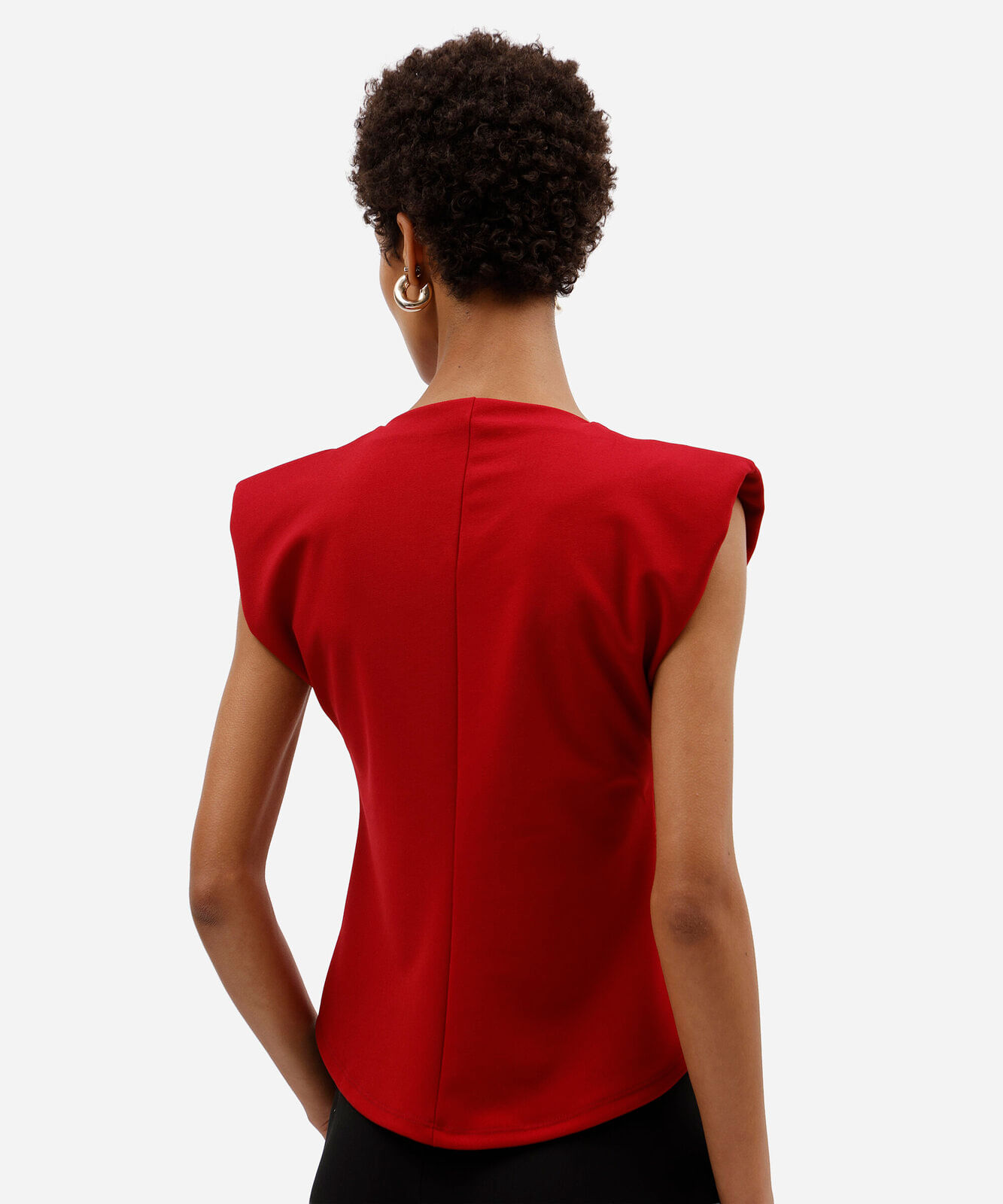 blusa peplum feminina com ombreiras vermelha