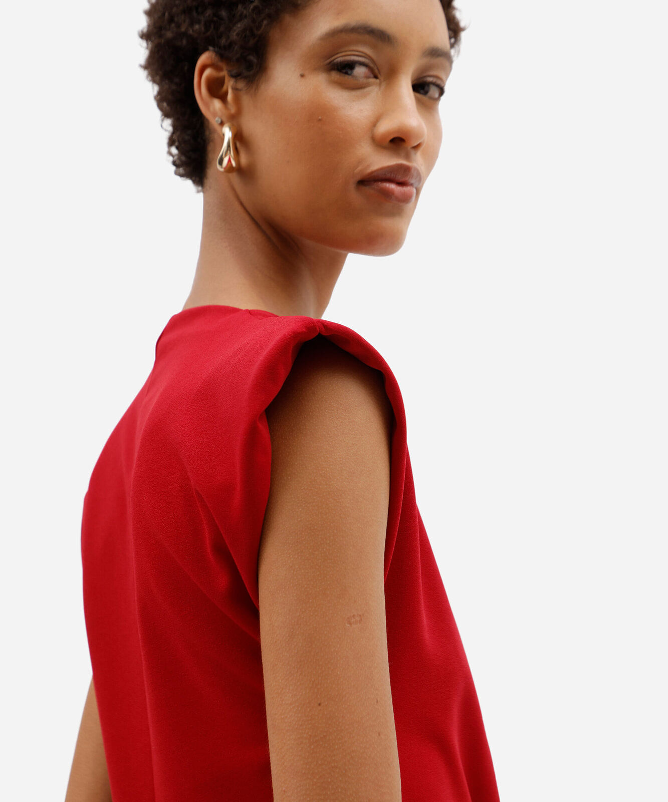blusa peplum feminina com ombreiras vermelha