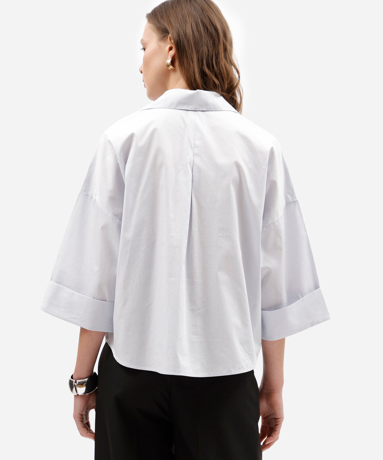 camisa oversized feminina de algodão azul