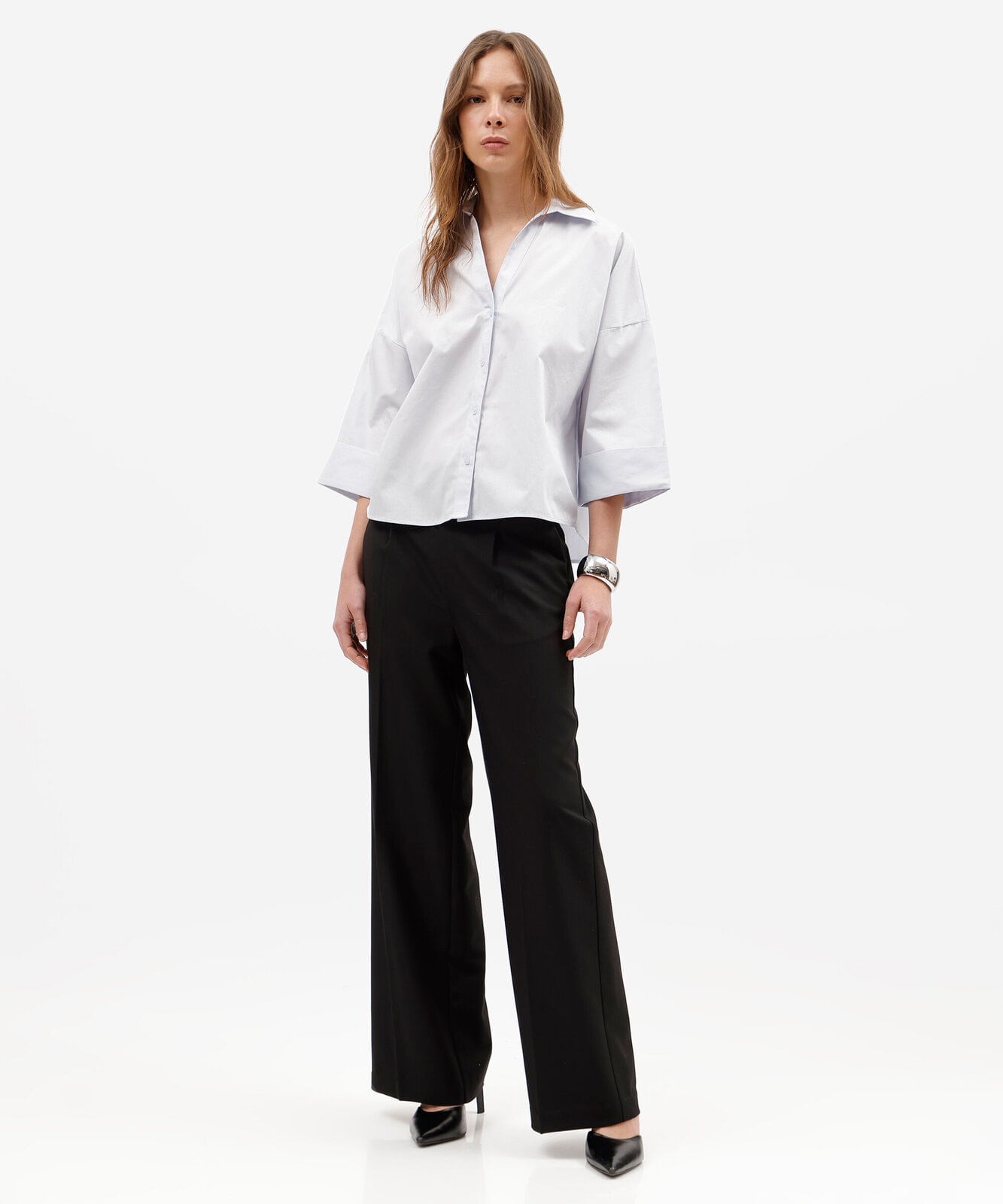 camisa oversized feminina de algodão azul